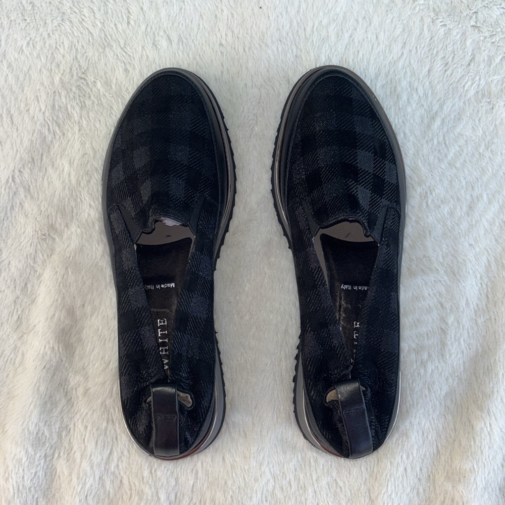 NWOT Ron White Women's Naverina Slip on Sneakers Loafes Sz 37 Tartan Plaid Black - Picture 5 of 8